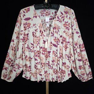 NWT American Eagle Lace Inset Tassel Blouse XXL